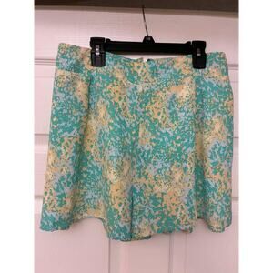 Luxxel Teal Yellow Abstract Skort Women's Large Flowy Zip Back